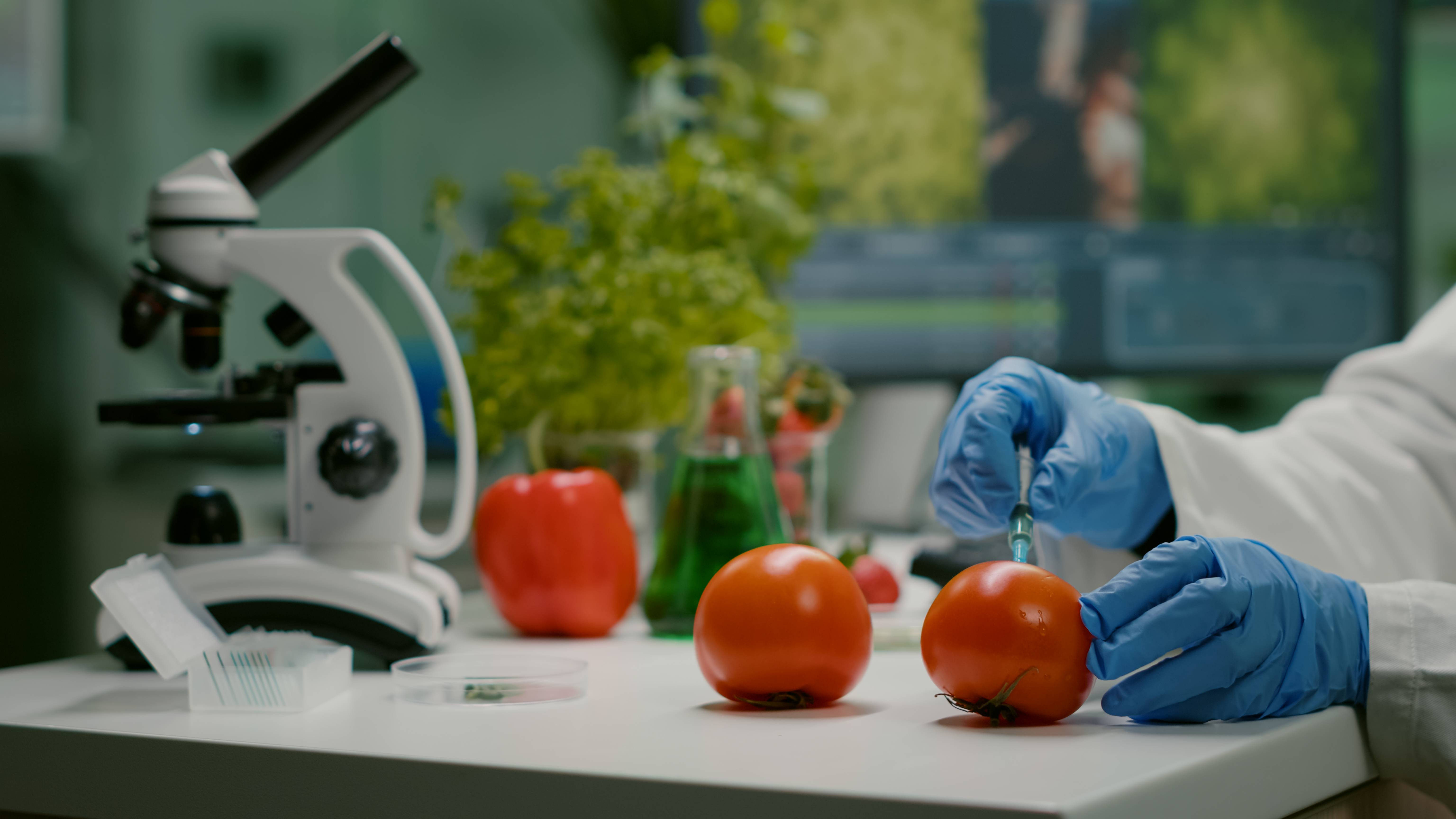 Equipamento de biotecnologia alimentar em bancada de laboratório