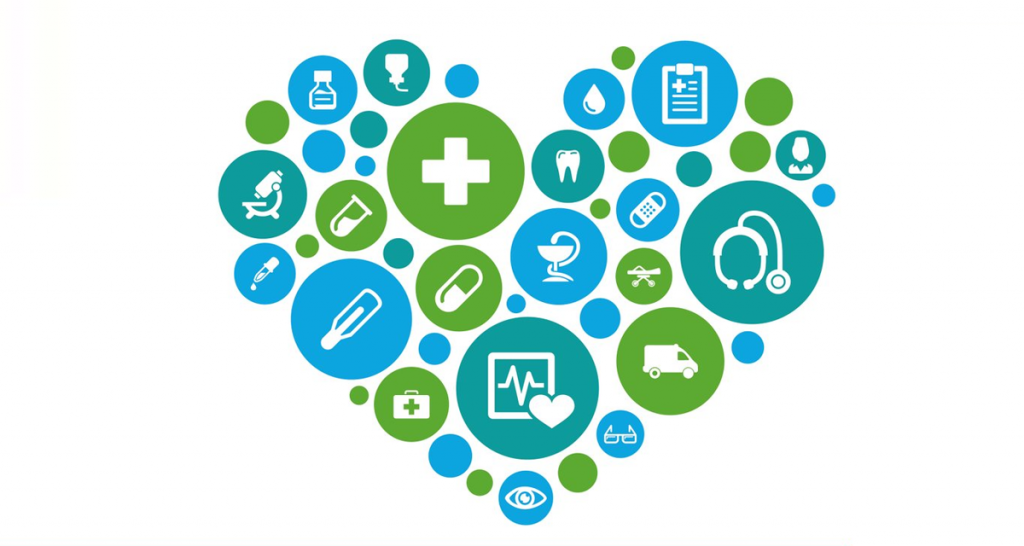 Ícones representando diferentes práticas integrativas como ioga, acupuntura e plantas medicinais